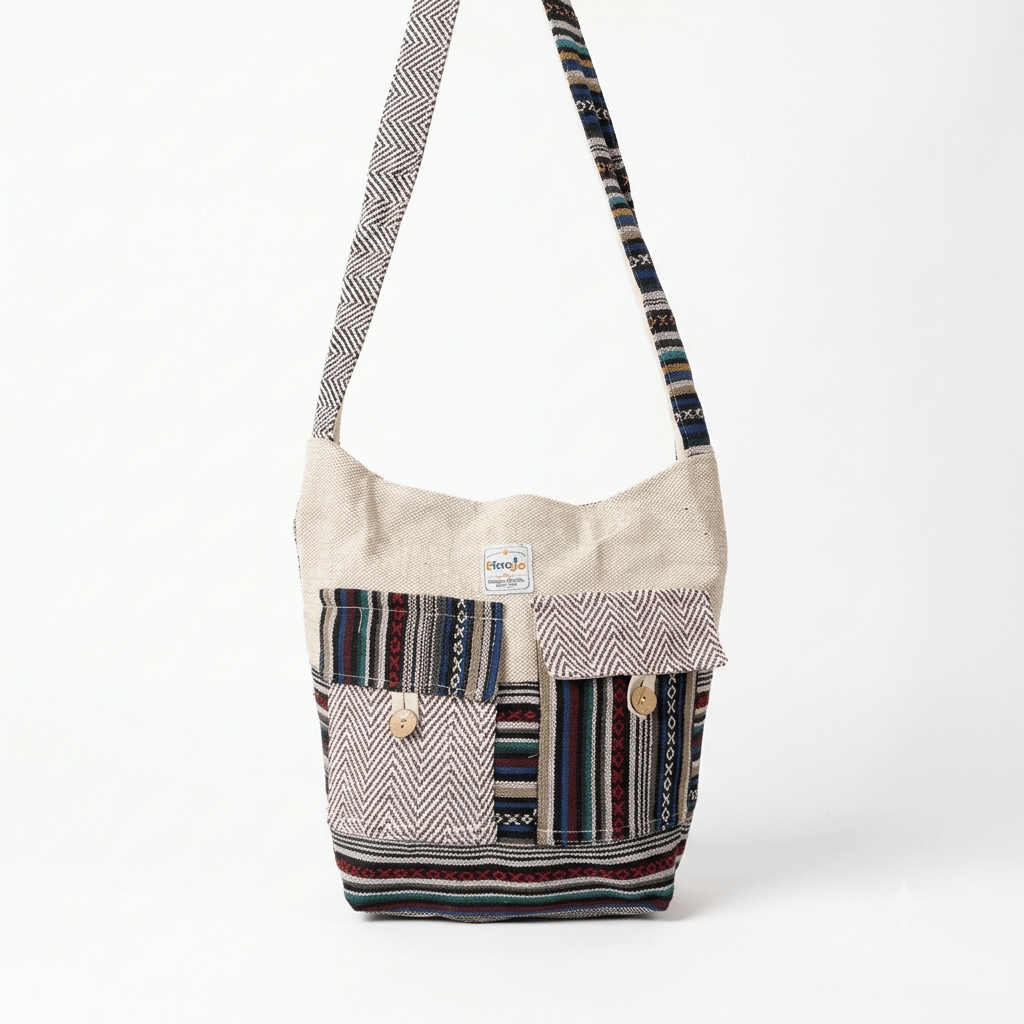 2 Pocket Hemp Jhola Bag for Travel & Everyday Use | Khojo - Hemp Bags - Khojo Store
