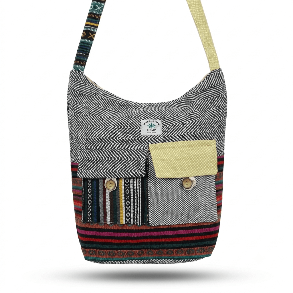 2 Pocket Hemp Jhola Bag for Travel & Everyday Use | Khojo - Hemp Bags - Khojo Store