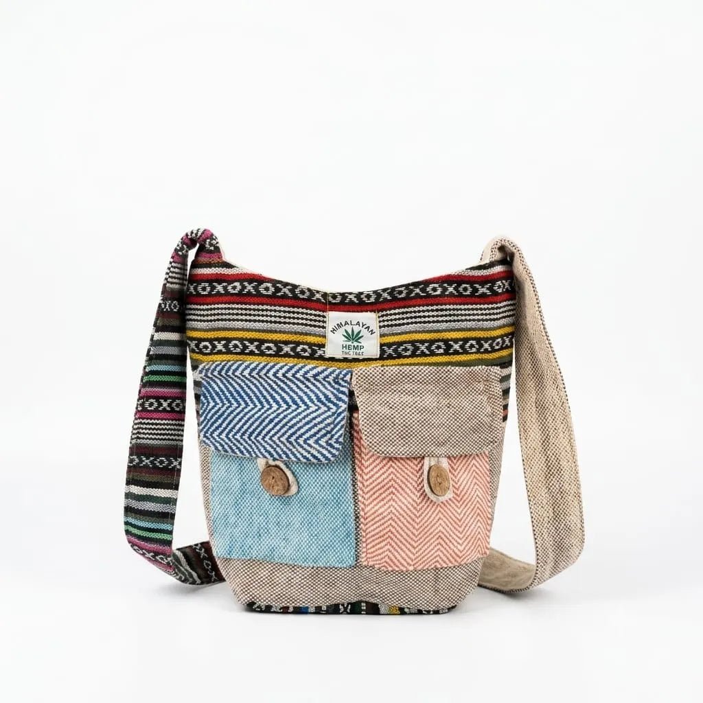 2 Pocket Hemp Jhola Bag for Travel & Everyday Use | Khojo - Hemp Bags - Khojo Store