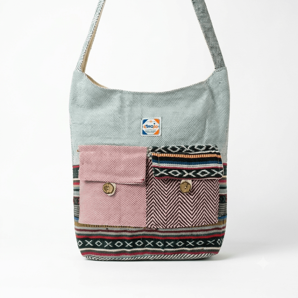 2 Pocket Hemp Jhola Bag for Travel & Everyday Use | Khojo - Hemp Bags - Khojo Store