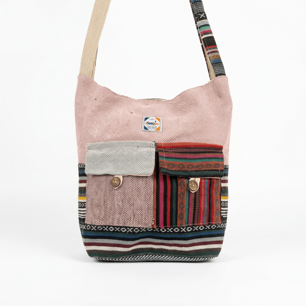 2 Pocket Hemp Jhola Bag for Travel & Everyday Use | Khojo - Hemp Bags - Khojo Store