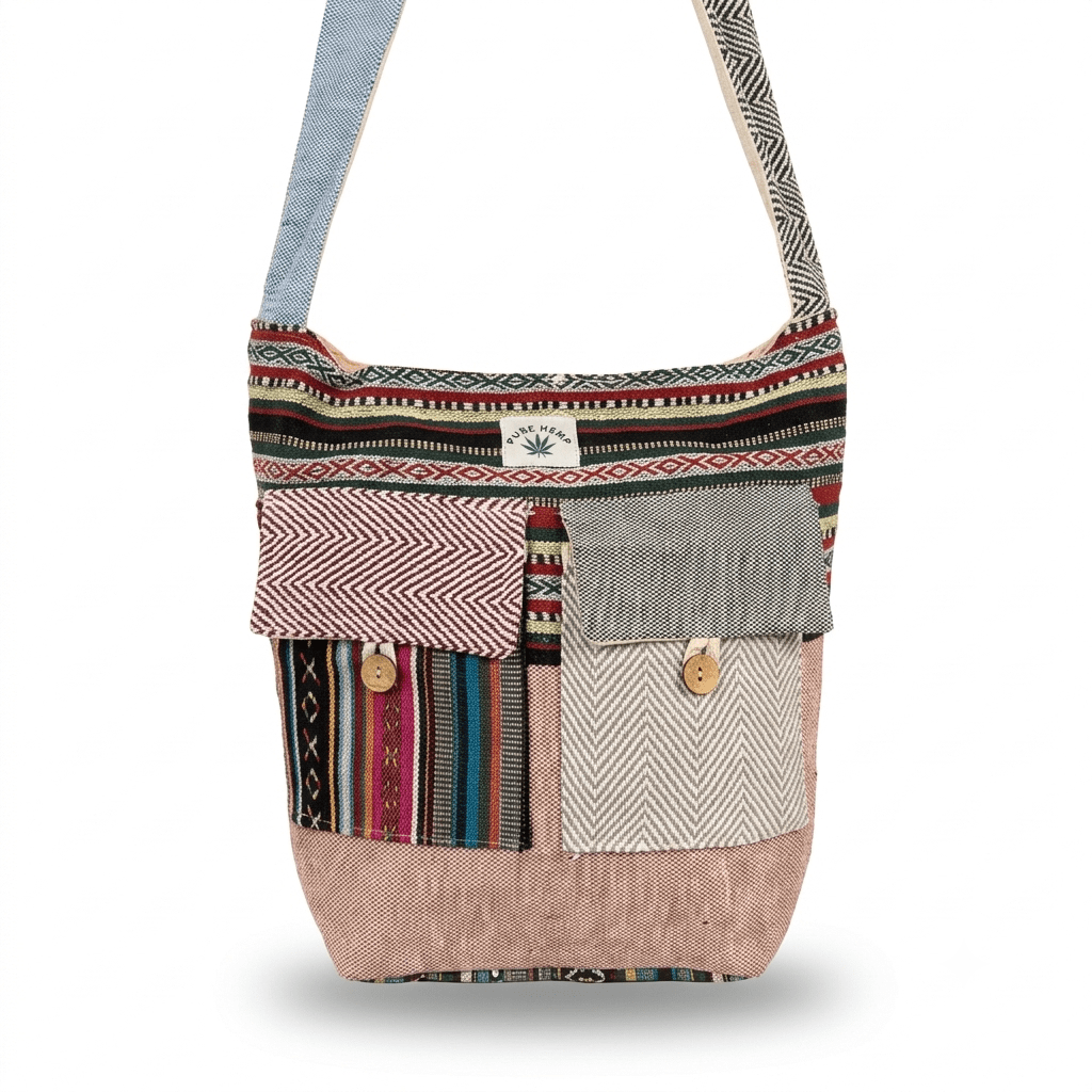 2 Pocket Hemp Jhola Bag for Travel & Everyday Use | Khojo - Hemp Bags - Khojo Store