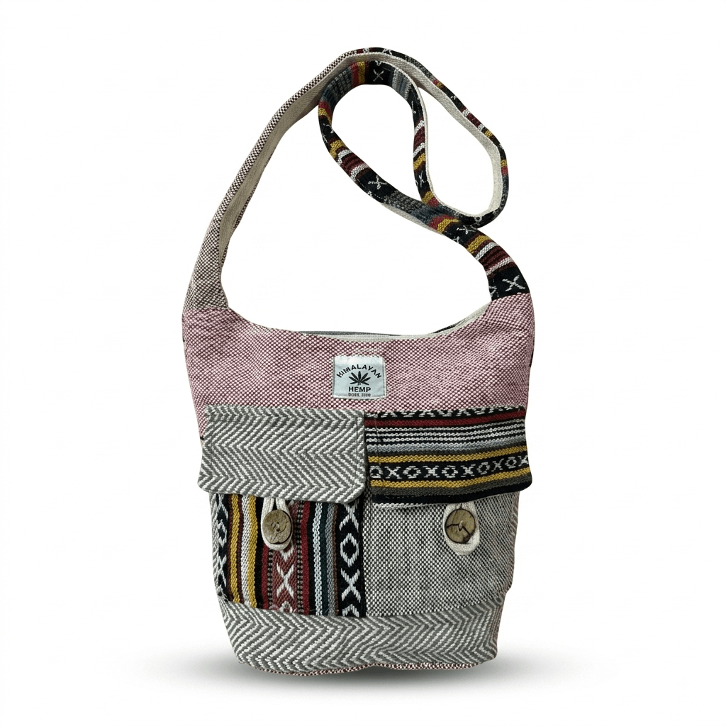 2 Pocket Hemp Jhola Bag for Travel & Everyday Use | Khojo - Hemp Bags - Khojo Store