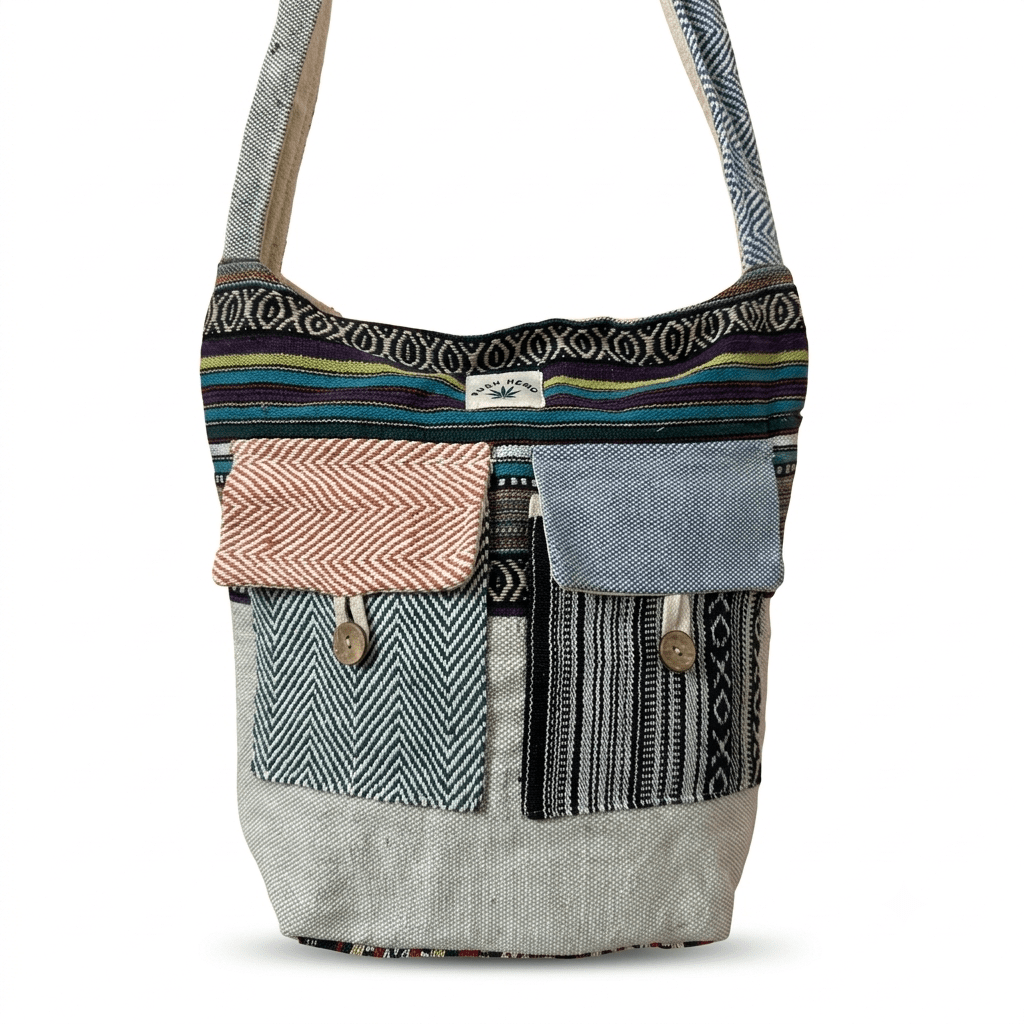 2 Pocket Hemp Jhola Bag for Travel & Everyday Use | Khojo - Hemp Bags - Khojo Store