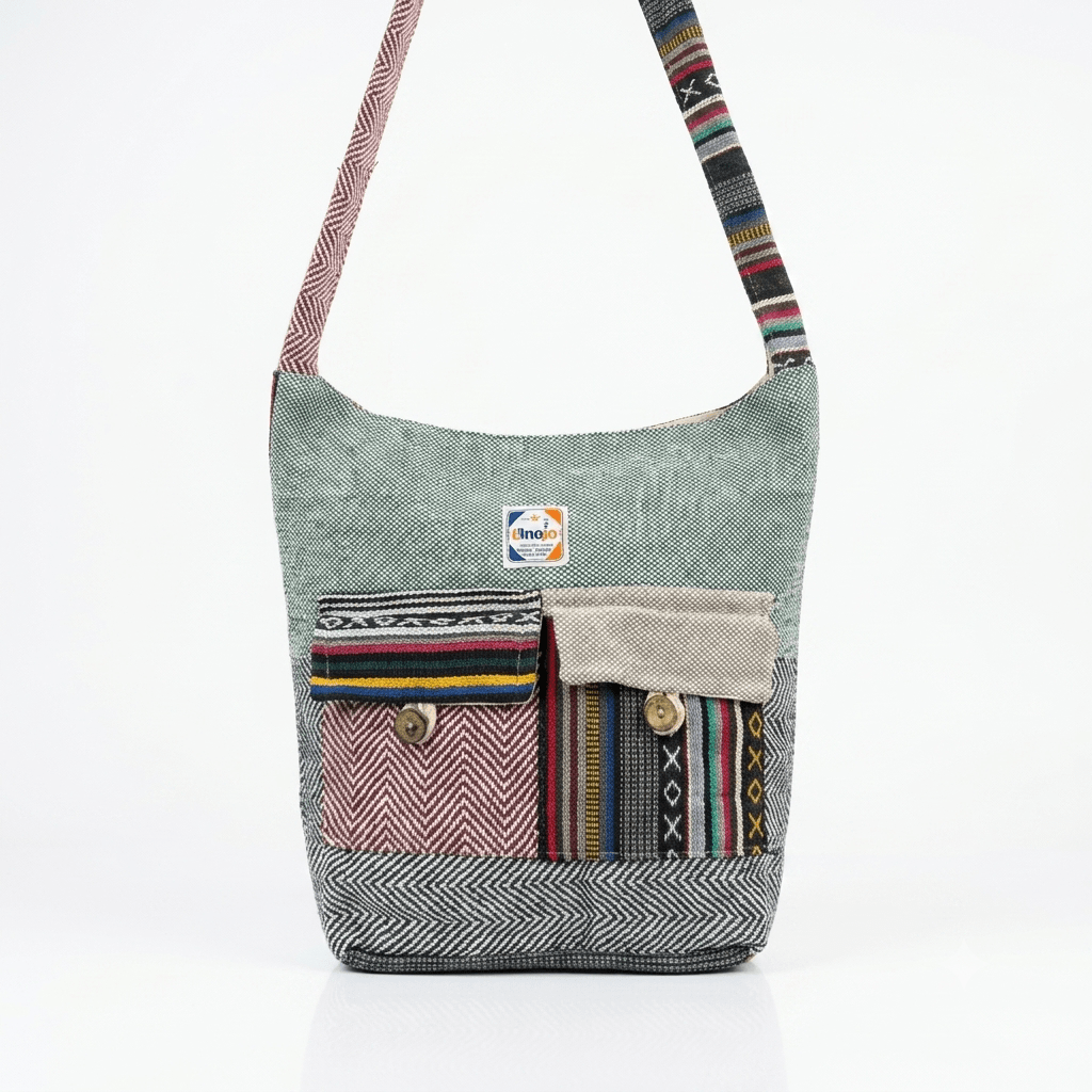 2 Pocket Hemp Jhola Bag for Travel & Everyday Use | Khojo - Hemp Bags - Khojo Store