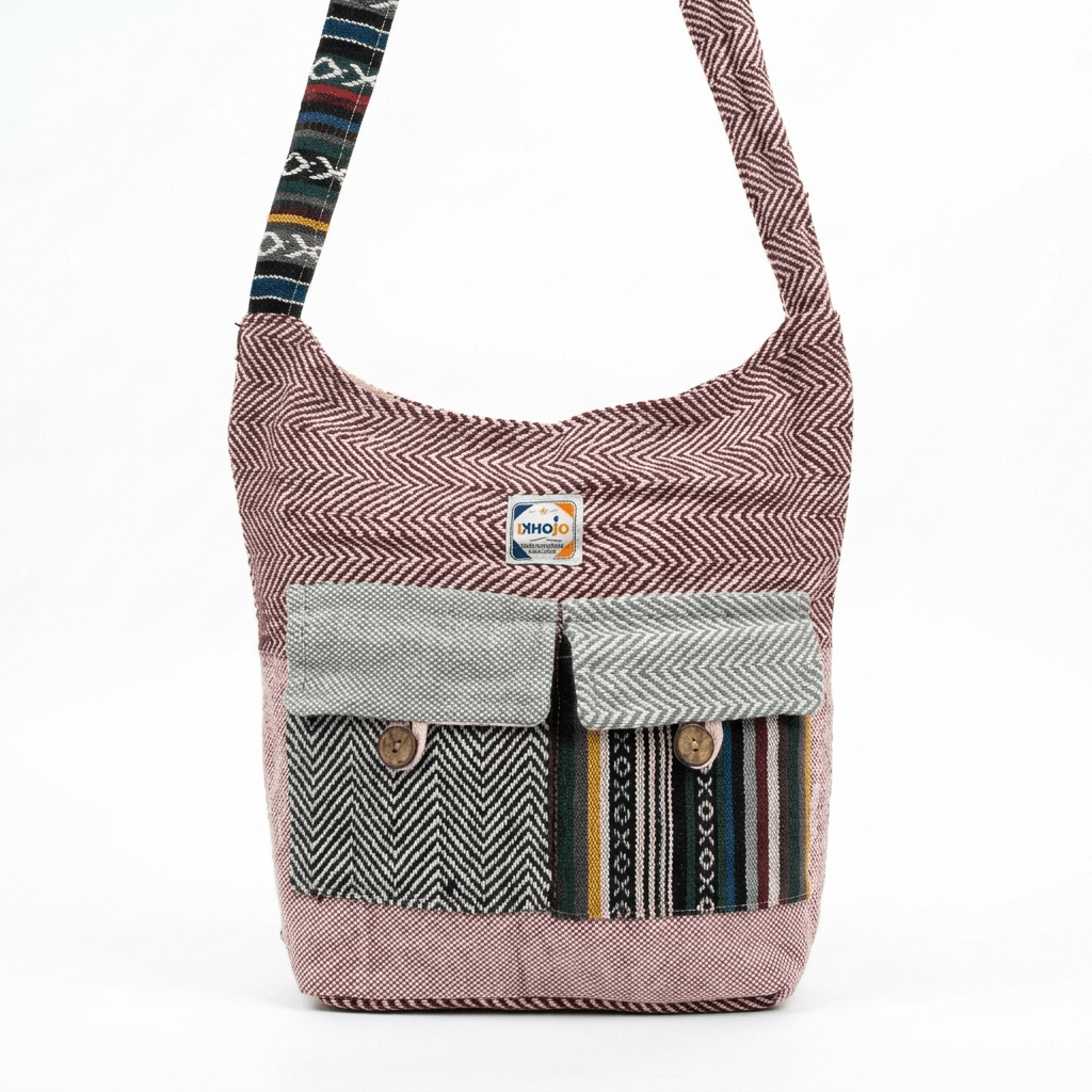 2 Pocket Hemp Jhola Bag for Travel & Everyday Use | Khojo - Hemp Bags - Khojo Store
