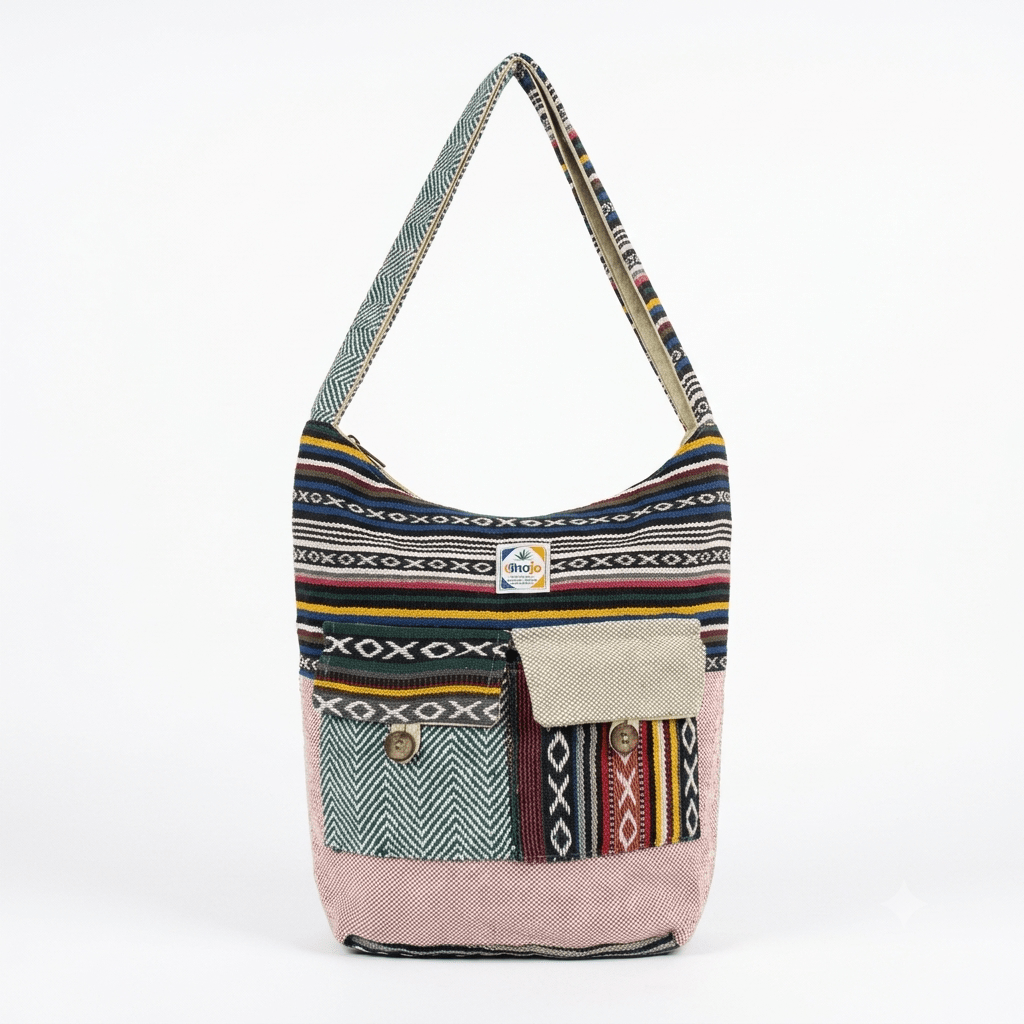 2 Pocket Hemp Jhola Bag for Travel & Everyday Use | Khojo - Hemp Bags - Khojo Store