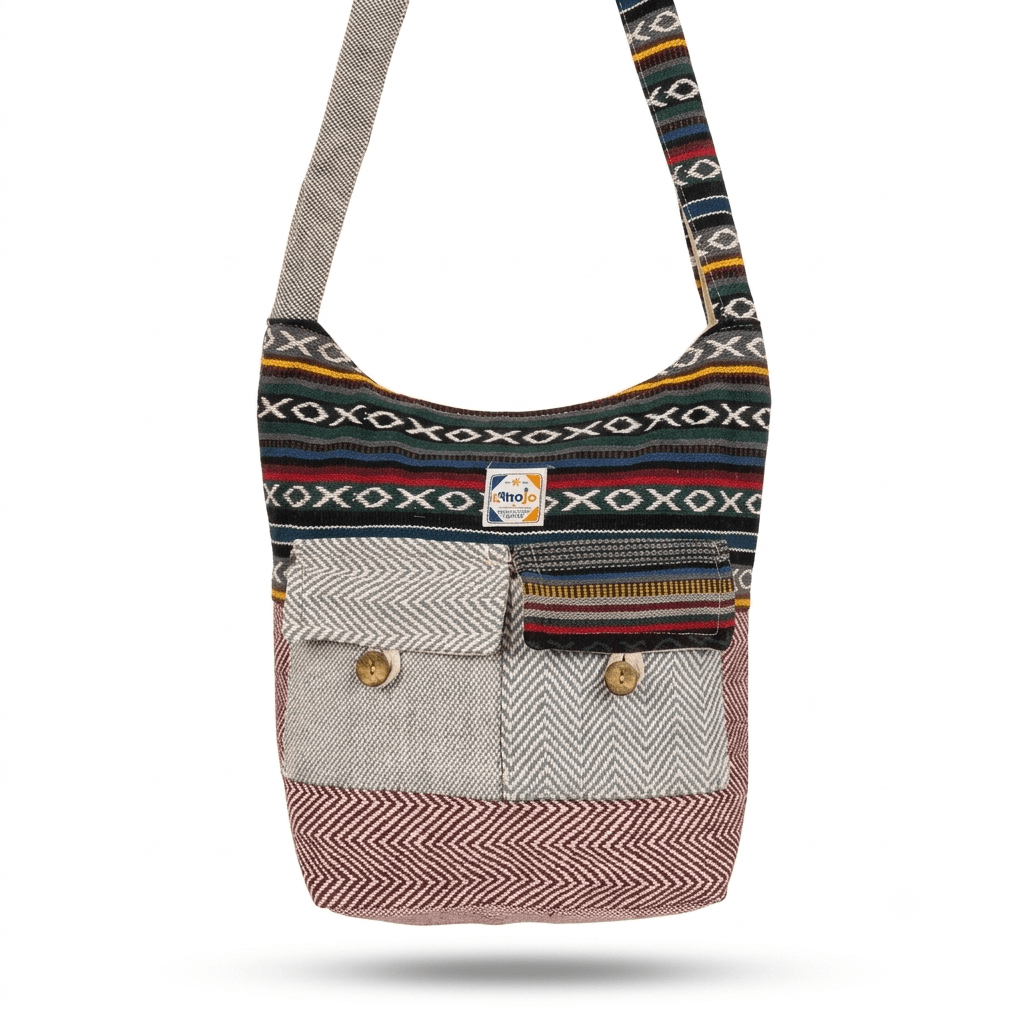 2 Pocket Hemp Jhola Bag for Travel & Everyday Use | Khojo - Hemp Bags - Khojo Store