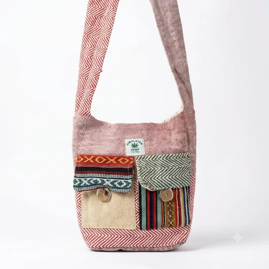 2 Pocket Hemp Jhola Bag for Travel & Everyday Use | Khojo - Hemp Bags - Khojo Store