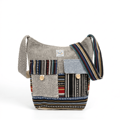 2 Pocket Hemp Jhola Bag for Travel & Everyday Use | Khojo - Hemp Bags - Khojo Store