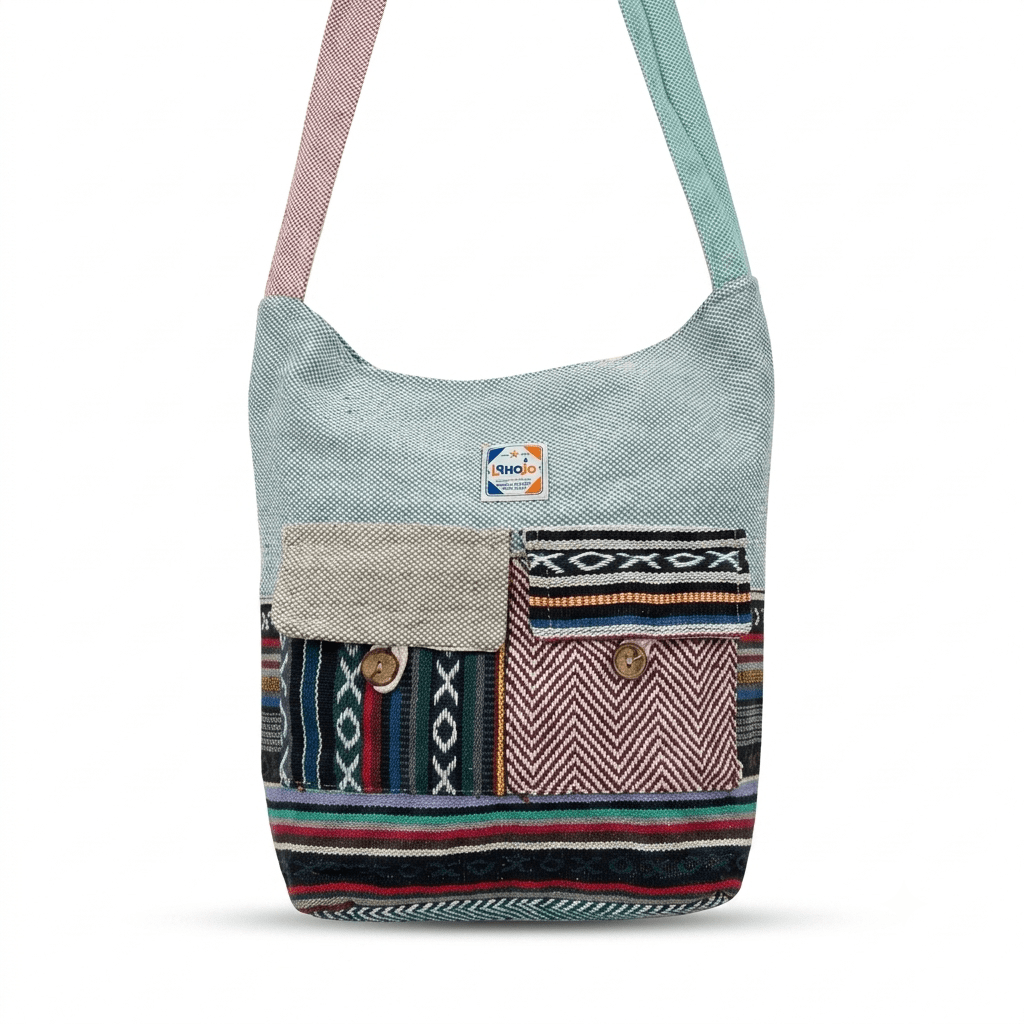 2 Pocket Hemp Jhola Bag for Travel & Everyday Use | Khojo - Hemp Bags - Khojo Store