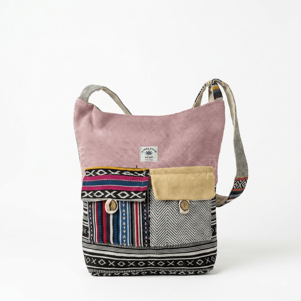 2 Pocket Hemp Jhola Bag for Travel & Everyday Use | Khojo - Hemp Bags - Khojo Store