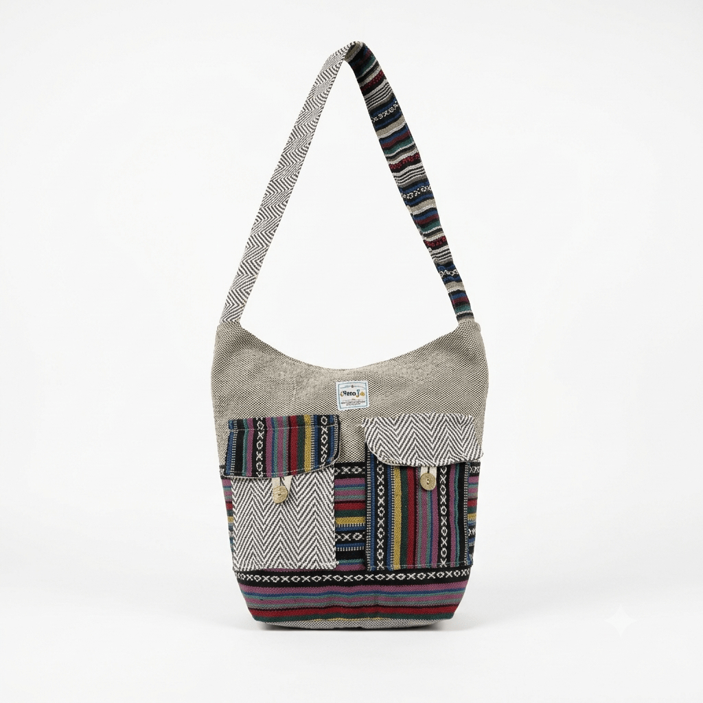 2 Pocket Hemp Jhola Bag for Travel & Everyday Use | Khojo - Hemp Bags - Khojo Store