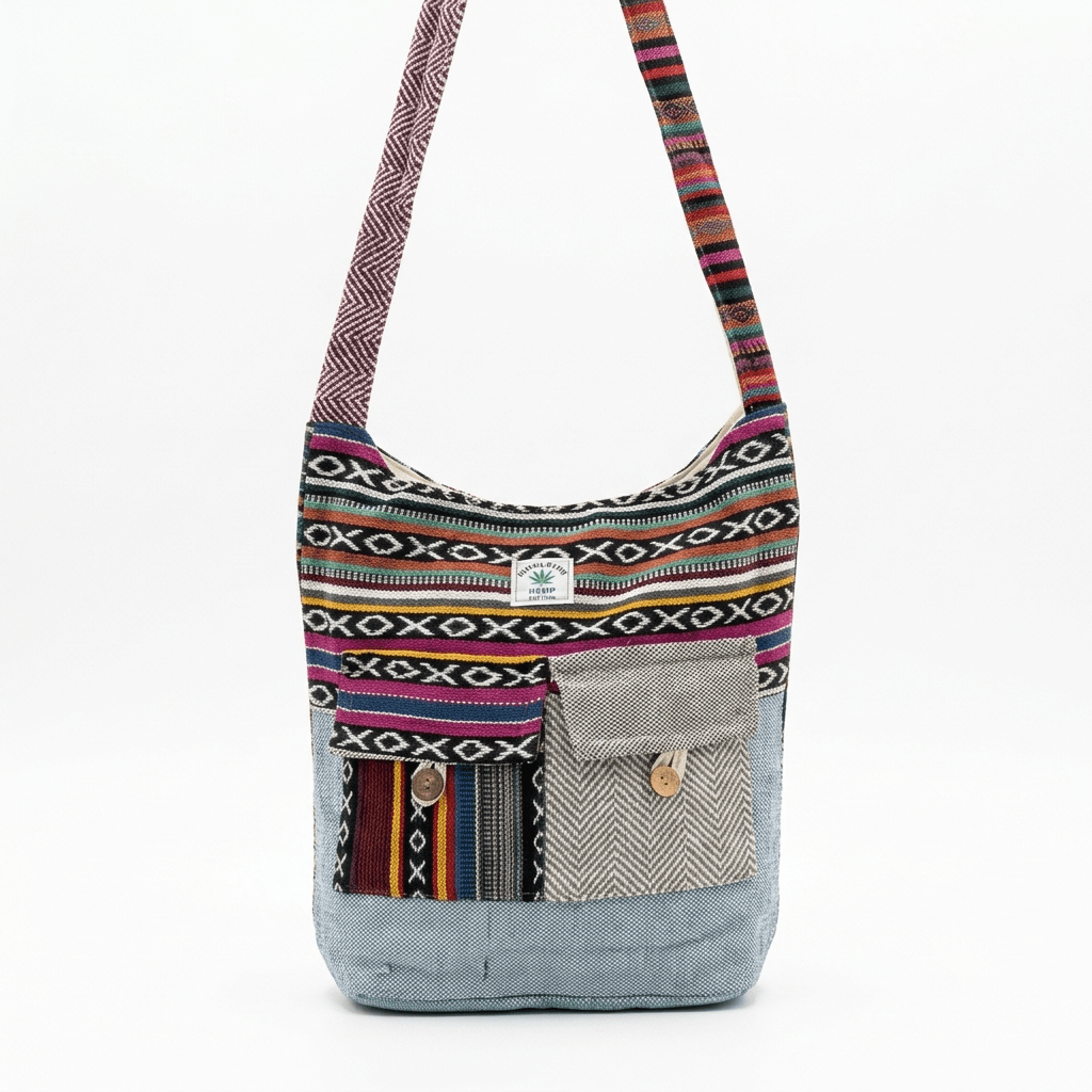 2 Pocket Hemp Jhola Bag for Travel & Everyday Use | Khojo - Hemp Bags - Khojo Store