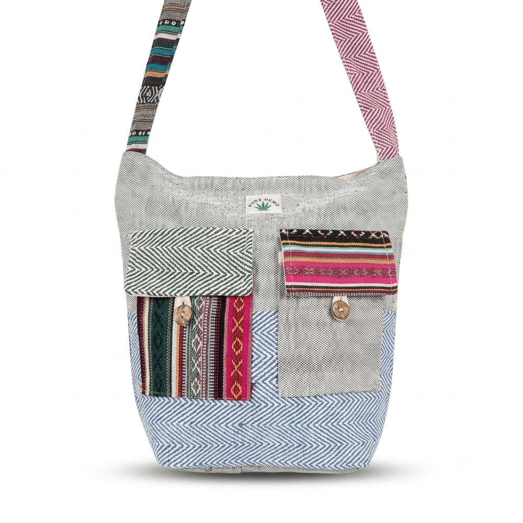 2 Pocket Hemp Jhola Bag for Travel & Everyday Use | Khojo - Hemp Bags - Khojo Store