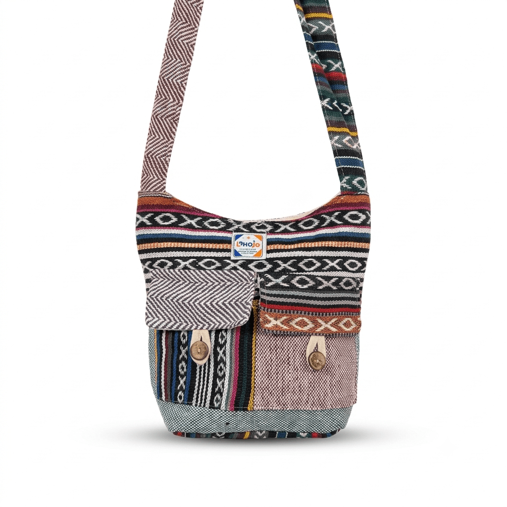 2 Pocket Hemp Jhola Bag for Travel & Everyday Use | Khojo - Hemp Bags - Khojo Store