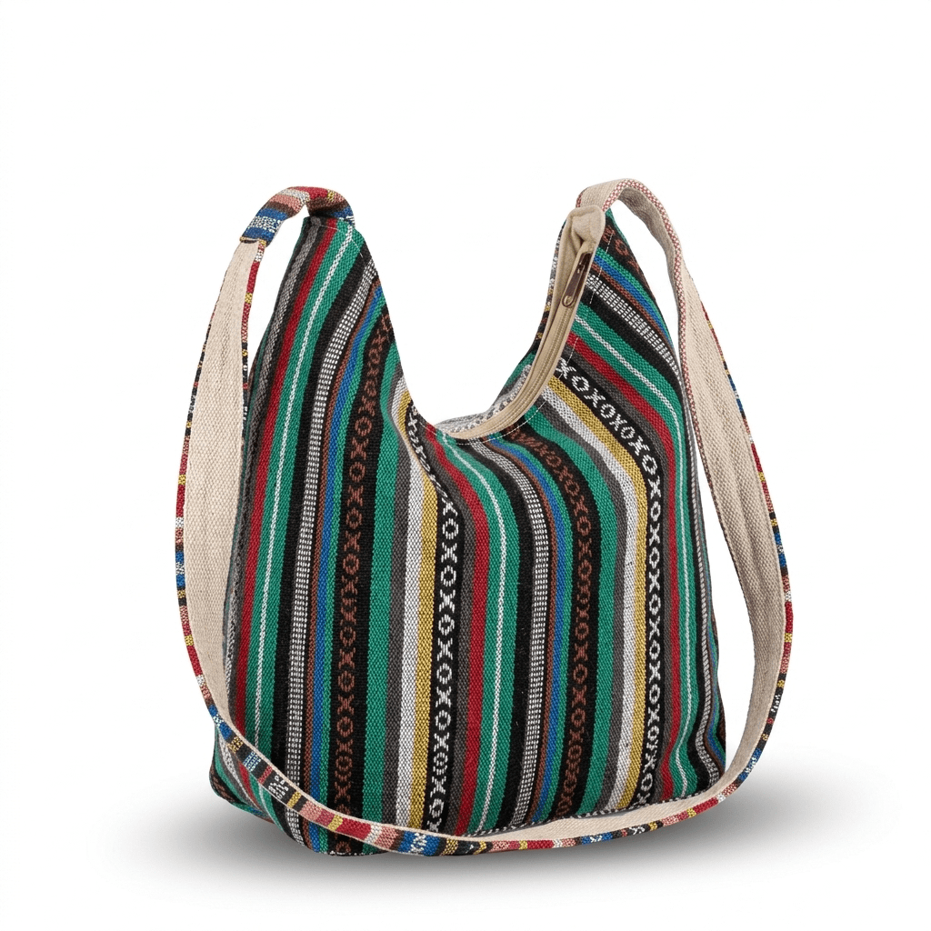 Khojo 2 Pocket Hemp Jhola Bag styled for slow travel and everyday carry