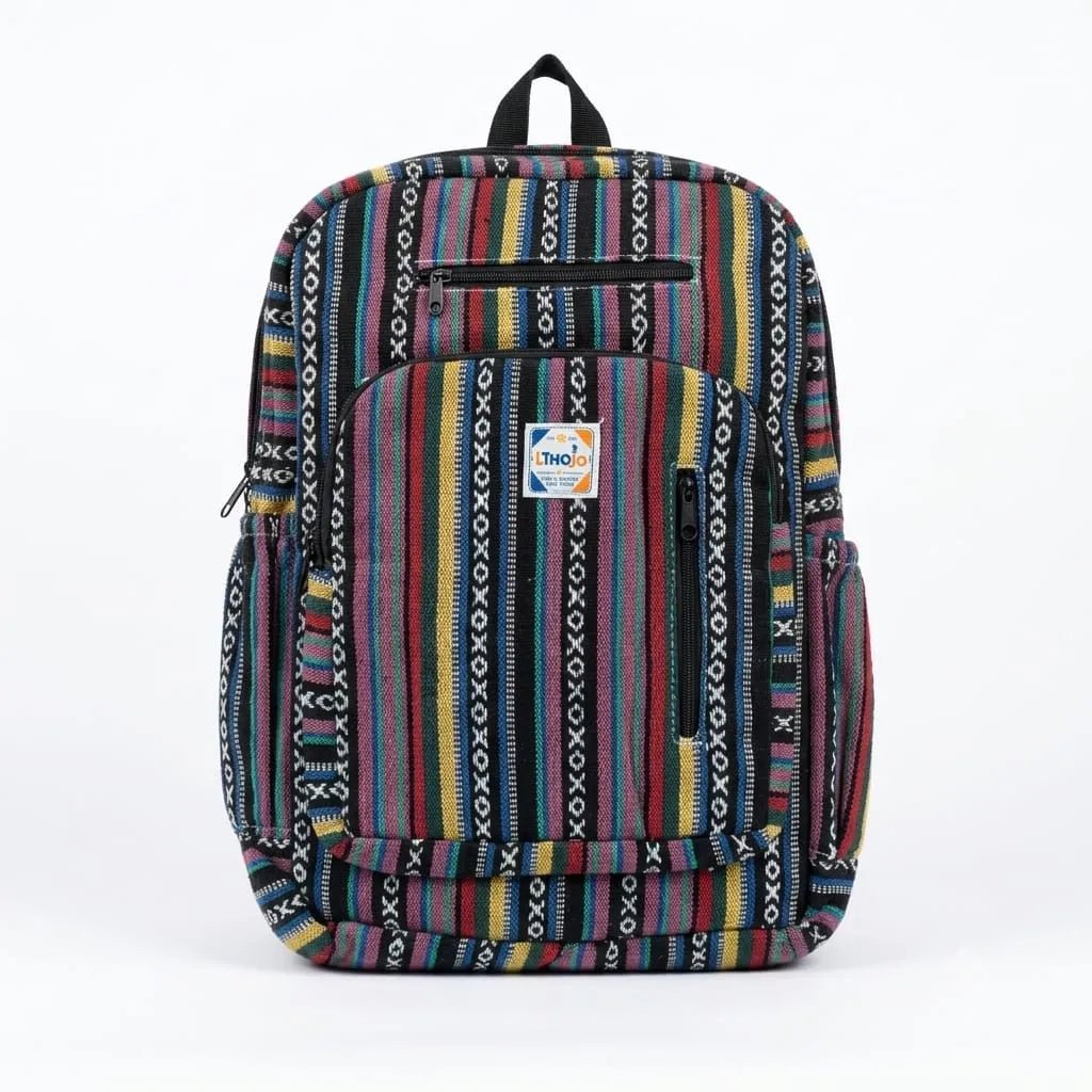 4 Zipper Hemp Pithu Bag 20L for Travel & Adventure | Khojo - Hemp Bags - Khojo Store