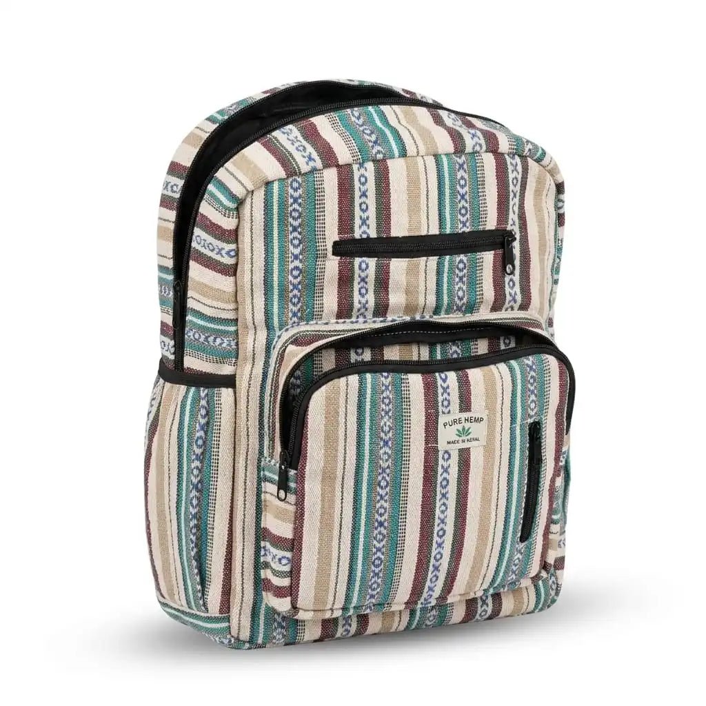 Khojo 4 Zipper Hemp Pithu Bag 20L colourway detail in natural hemp canvas