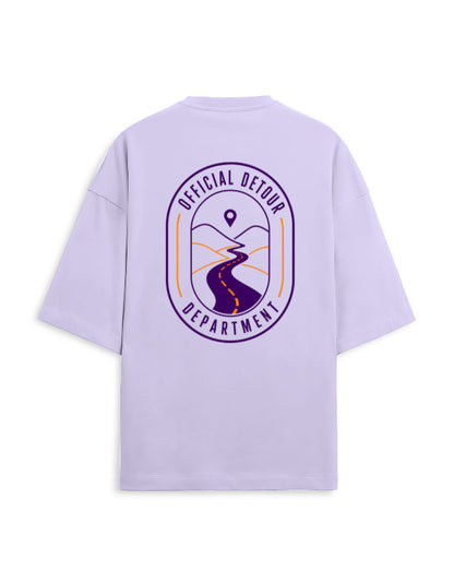 Detour Department oversized terry travel t-shirt – back print, unisex drop-shoulder fit | Khojo
