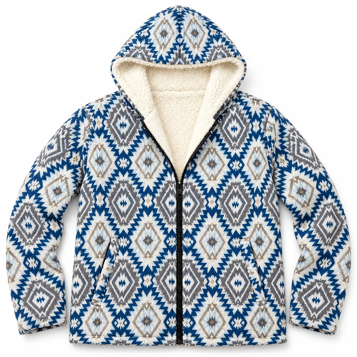 Khojo Kaarwan Jacket – Sherpa-Lined Jacquard Hooded Winter Jacket