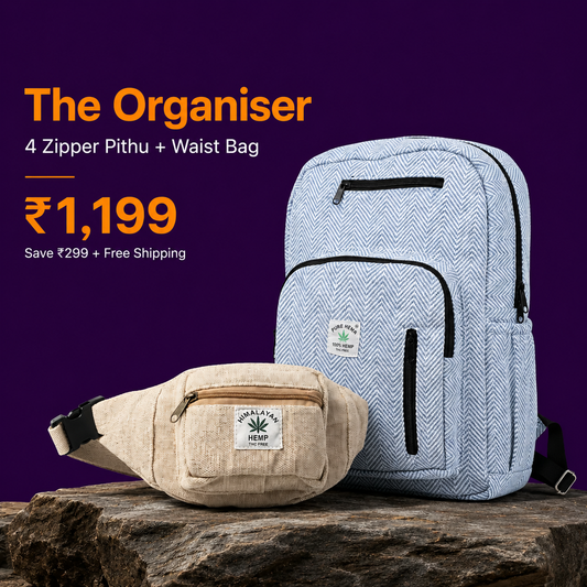 The Organiser — 4 Zipper Hemp Pithu + Waist Bag | Khojo