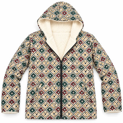 Khojo Kaarwan Jacket – Sherpa-Lined Jacquard Hooded Winter Jacket