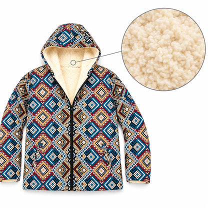 Khojo Kaarwan Jacket – Sherpa-Lined Jacquard Hooded Winter Jacket