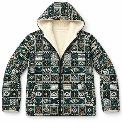 Khojo Kaarwan Jacket – Sherpa-Lined Jacquard Hooded Winter Jacket