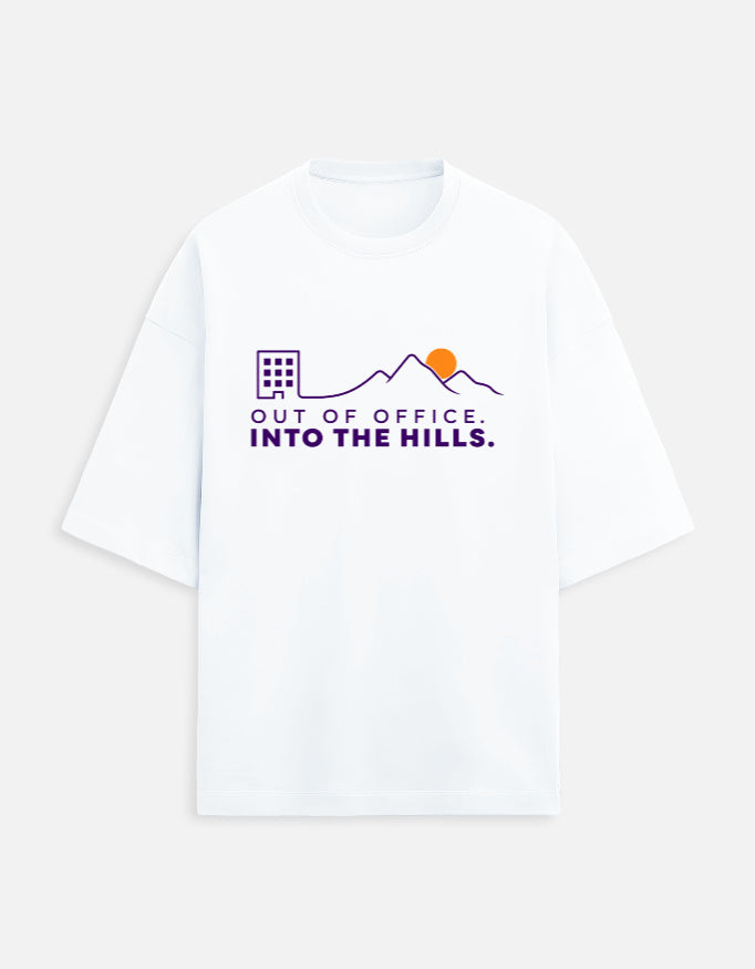 Out of Office Into the Hills oversized travel tee – White – Khojo Store