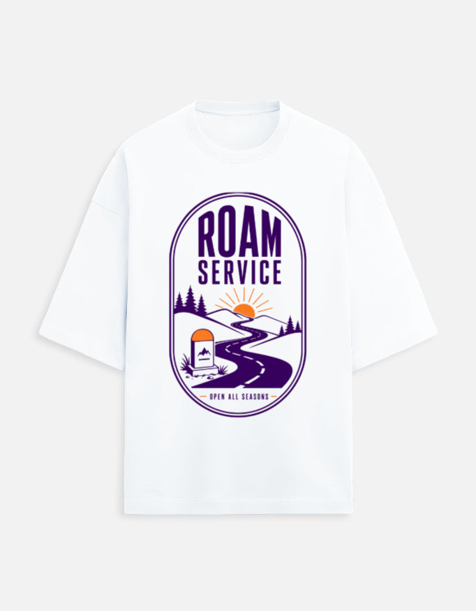 Roam Service oversized travel tee – White – Khojo Store