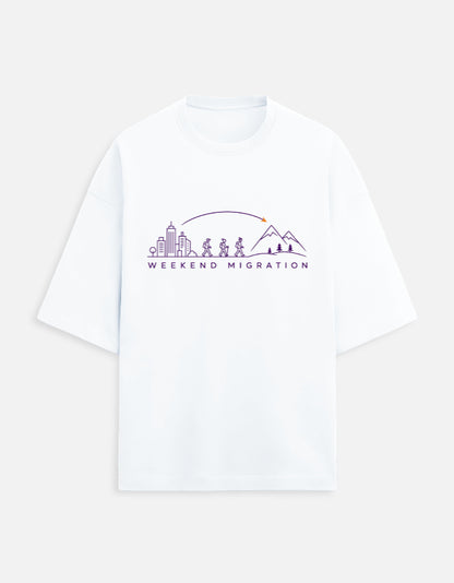 Weekend Migration oversized travel tee – White – Khojo Store