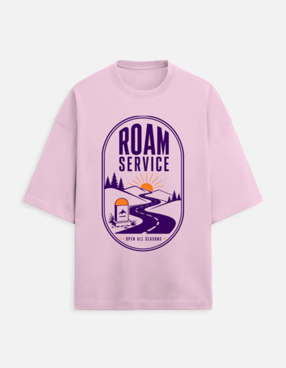 Roam Service oversized travel tee – Light Baby Pink – Khojo Store