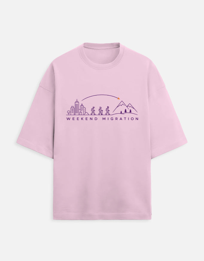 Weekend Migration oversized travel tee – Light Baby Pink – Khojo Store