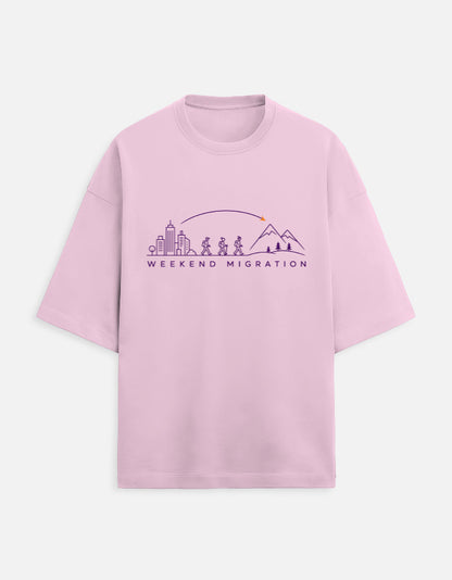 Weekend Migration oversized travel tee – Light Baby Pink – Khojo Store