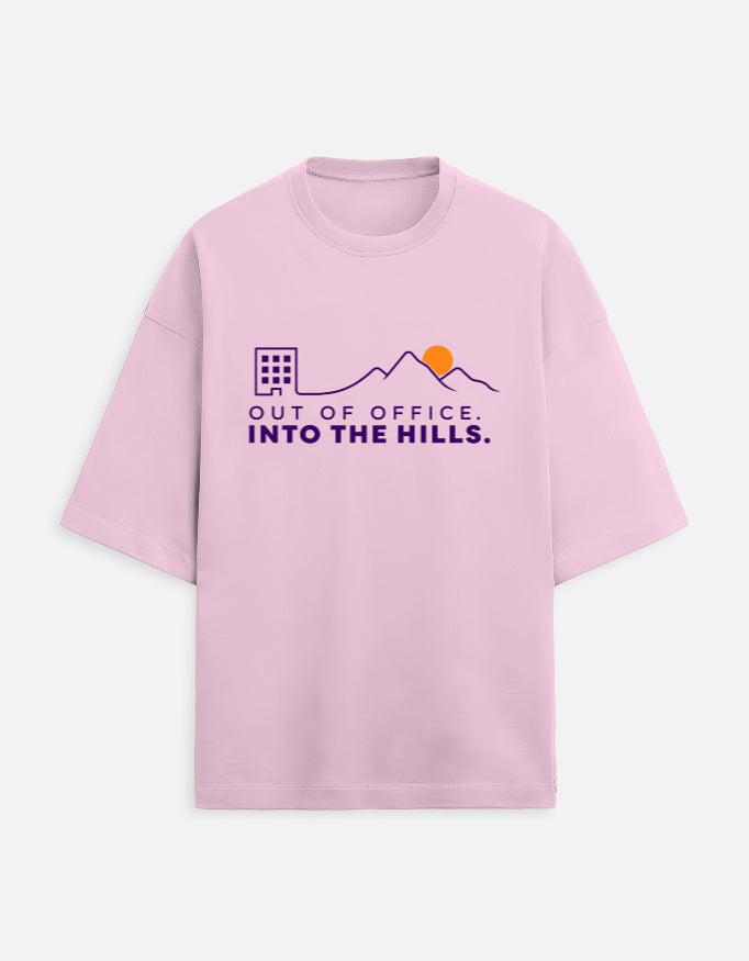 Out of Office Into the Hills oversized travel tee – Light Baby Pink – Khojo Store