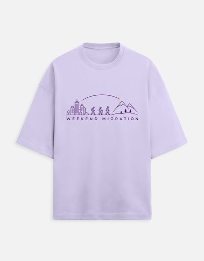 Weekend Migration oversized travel tee – Lavender – Khojo Store