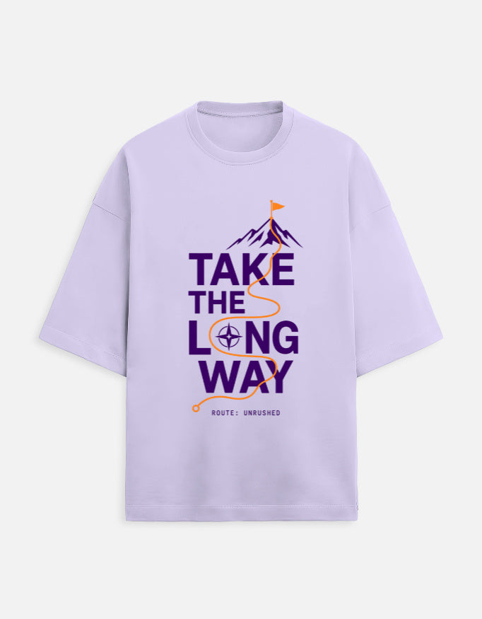 Take the Long Way oversized travel tee – Lavender – Khojo Store