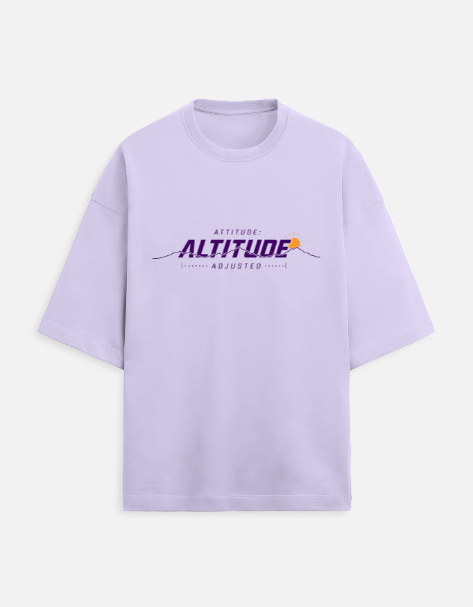 Altitude Adjusted oversized terry mountain travel t-shirt – front print, unisex drop-shoulder fit | Khojo