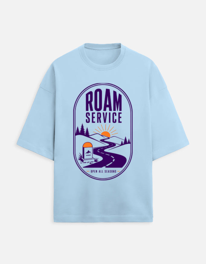 Roam Service oversized travel tee – Baby Blue – Khojo Store