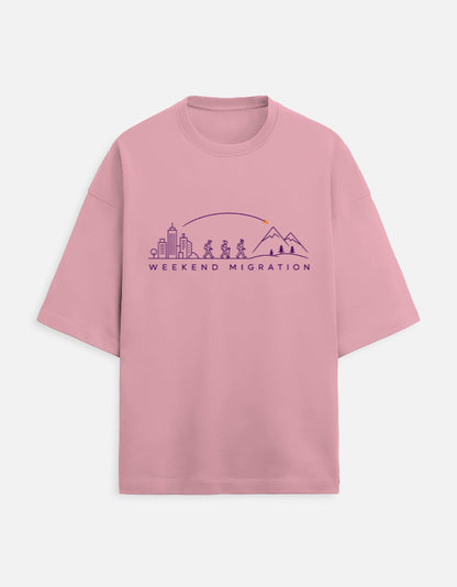 Weekend Migration oversized travel tee – Flamingo – Khojo Store