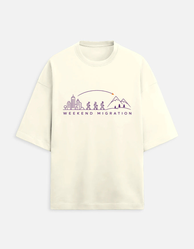 Weekend Migration oversized travel tee – Off White – Khojo Store