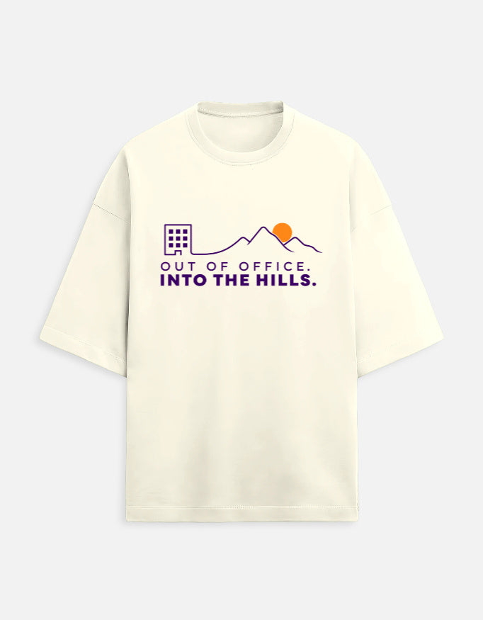 Out of Office Into the Hills oversized travel tee – Off White – Khojo Store
