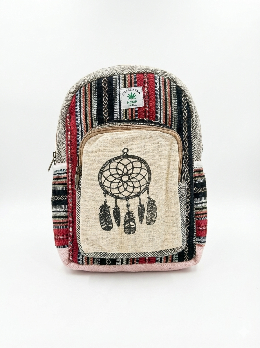 Eco-friendly hemp pithu bag in multicolor shade with handcrafted weave and durable shoulder straps.