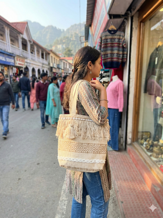 Khojo Hemp Tote Bag – Side View | beach tote hemp India
