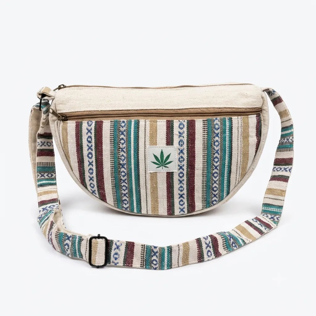 Close-up of natural hemp weave texture on Khojo Drift Boat Bag