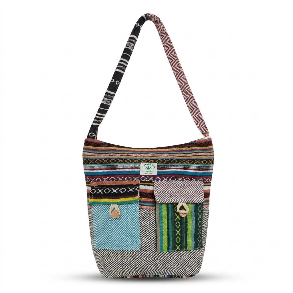 2 Pocket Hemp Jhola Bag for Travel & Everyday Use | Khojo