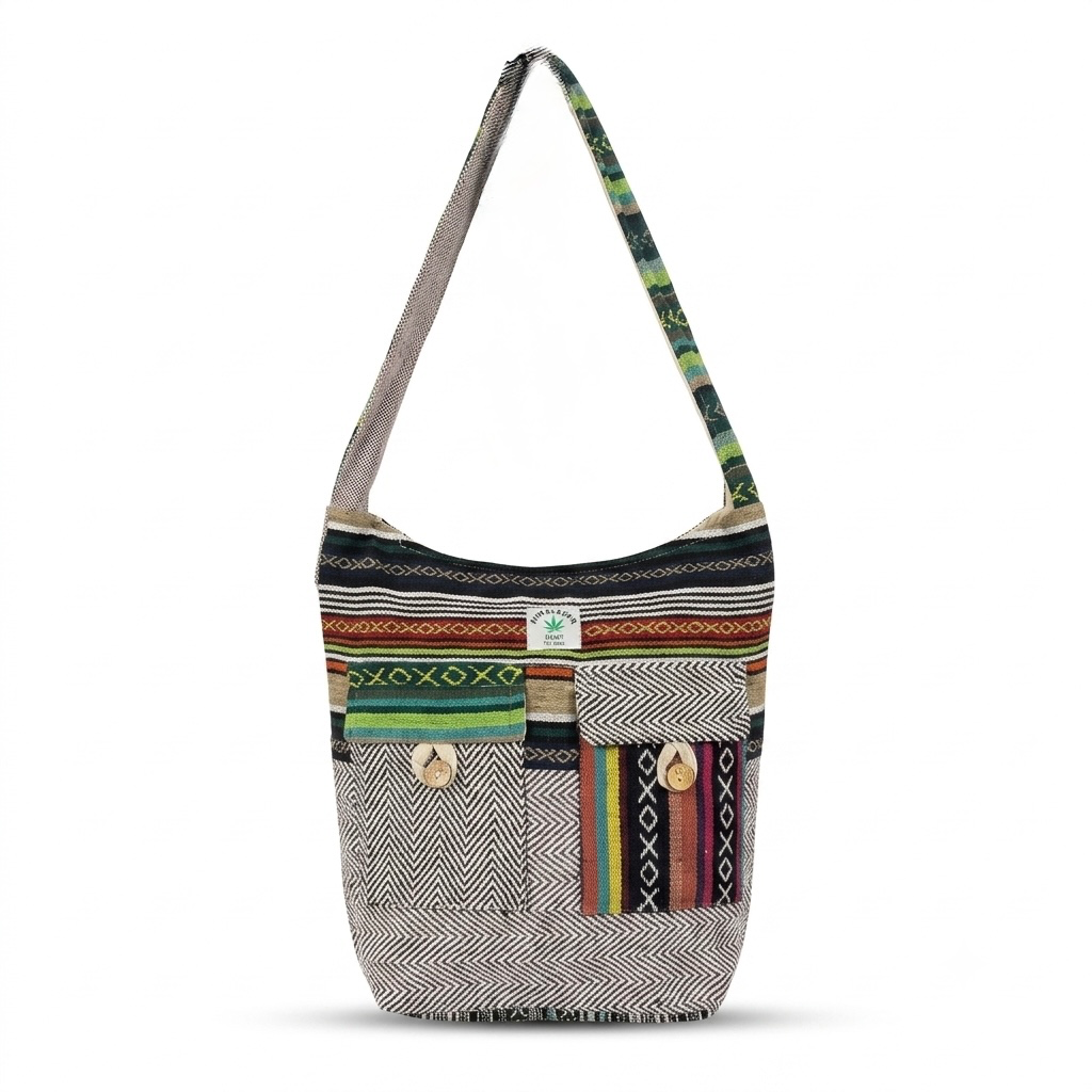 2 Pocket Hemp Jhola Bag for Travel & Everyday Use | Khojo
