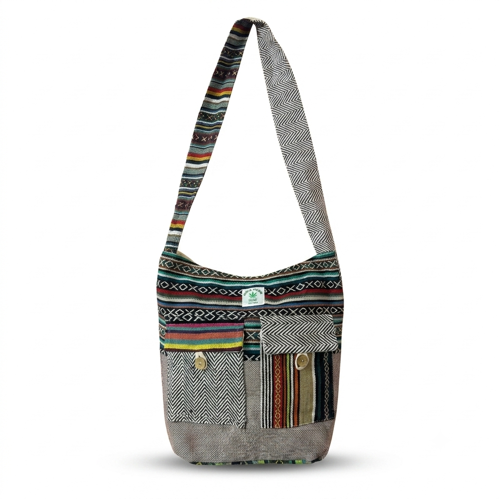 2 Pocket Hemp Jhola Bag for Travel & Everyday Use | Khojo