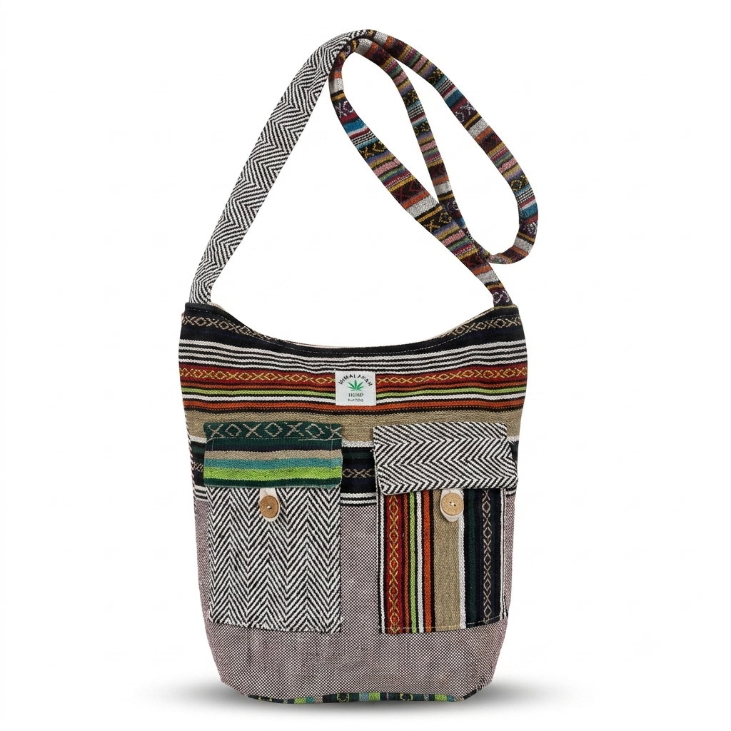 2 Pocket Hemp Jhola Bag for Travel & Everyday Use | Khojo